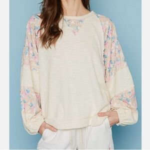 POL Round Neck Balloon Floral Long Sleeve Top *NWOT*